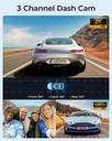 AZDOME M550 4K WiFi Dash Camera , 3-Channel, Dual Front/Rear, 64GB Card Cam