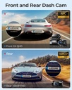 AZDOME M550 4K WiFi Dash Camera , 3-Channel, Dual Front/Rear, 64GB Card Cam