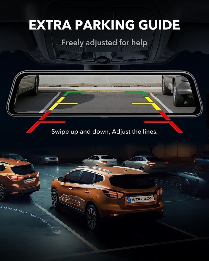Wolfbox G840S 12 4K Mirror Dash Cam Backup Camera Smart Rearview Mirror