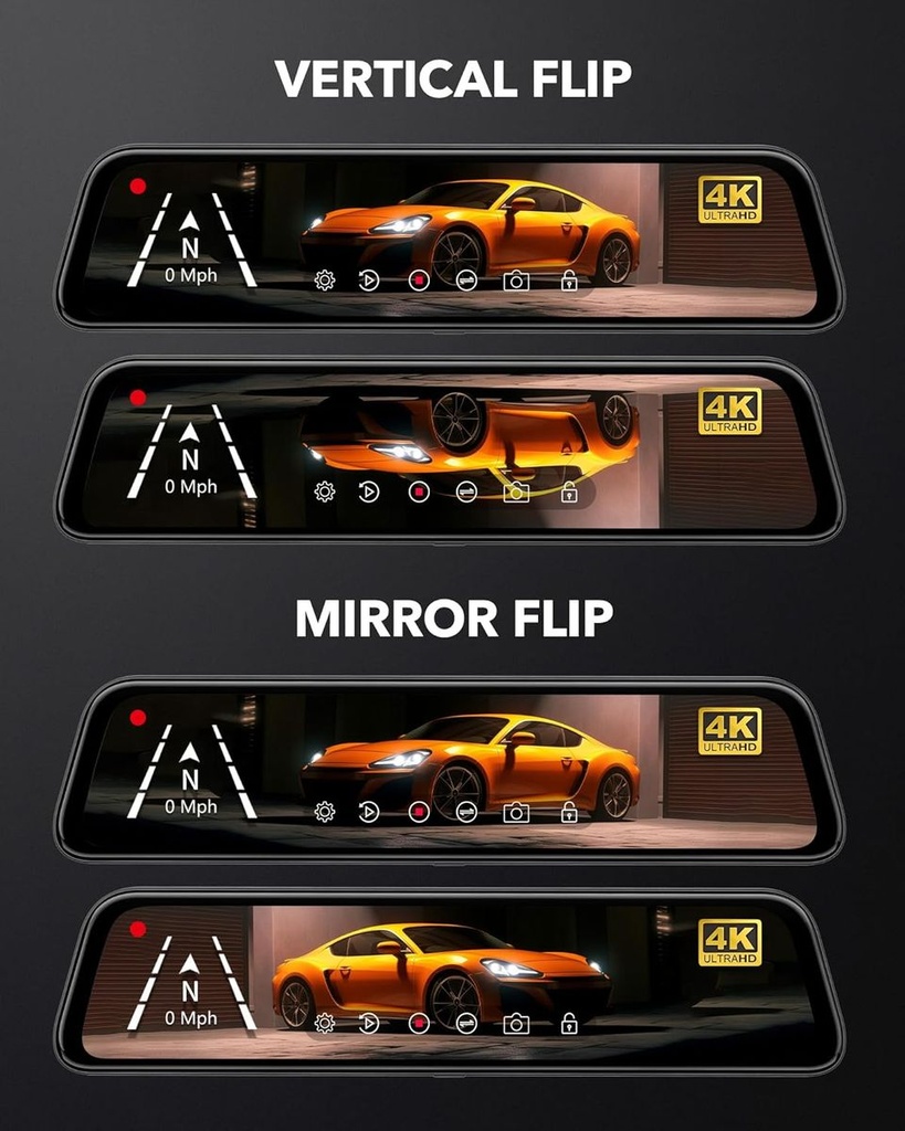 Wolfbox G840S 12 4K Mirror Dash Cam Backup Camera Smart Rearview Mirror