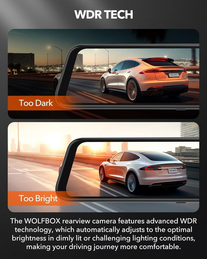 Wolfbox G850 12 4K Smart Rear View Mirror Camera Dash Cam