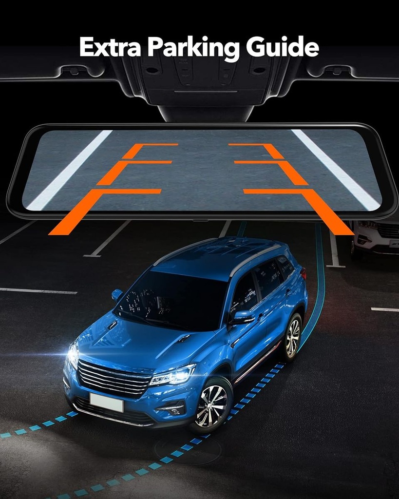 Wolfbox G900 4K Front 2.5K Rear Mirror Dash Cam with 12'' TouchscreenGPS