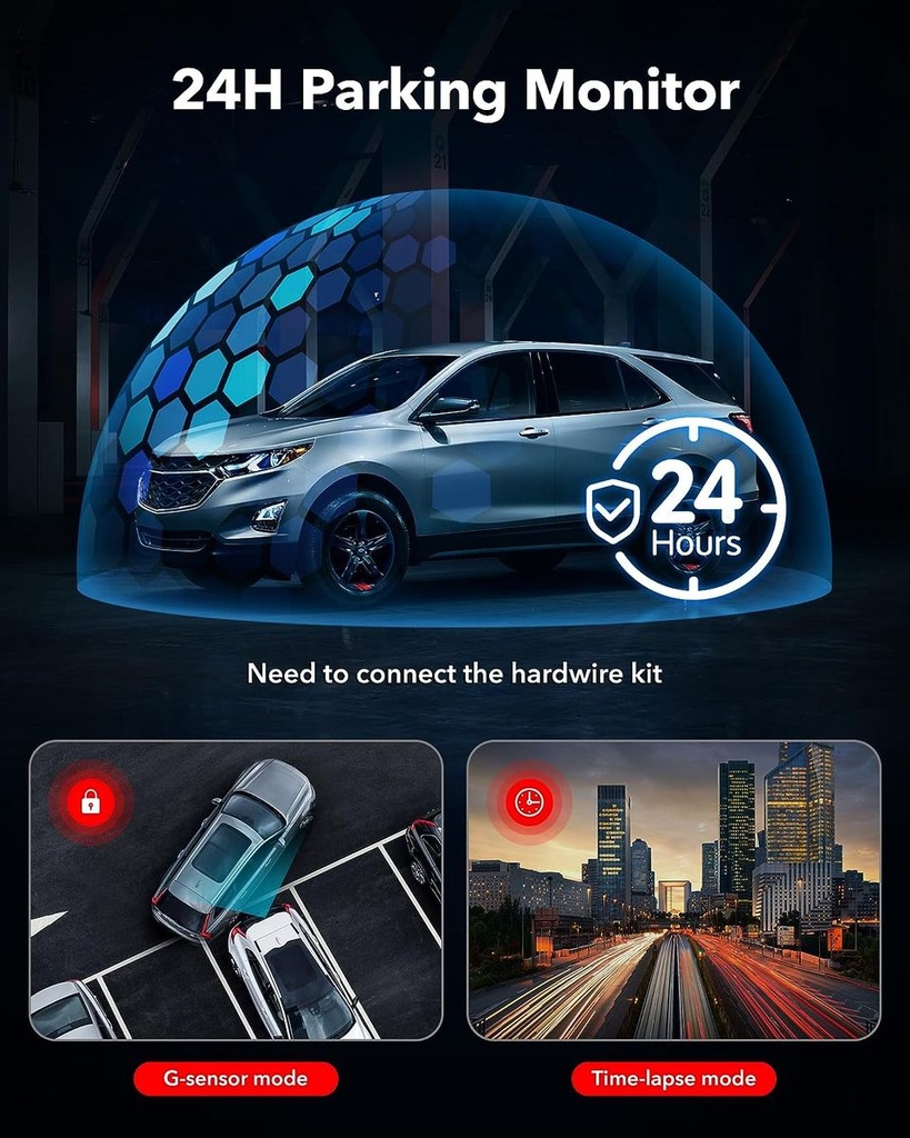Wolfbox REDTIGER F7NP Dash Cam Front Rear4K Full HD for Cars Wifi GPS