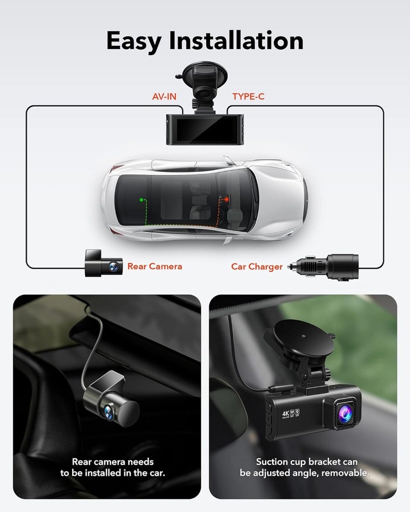 Wolfbox REDTIGER F7NP Dash Cam Front Rear4K Full HD for Cars Wifi GPS