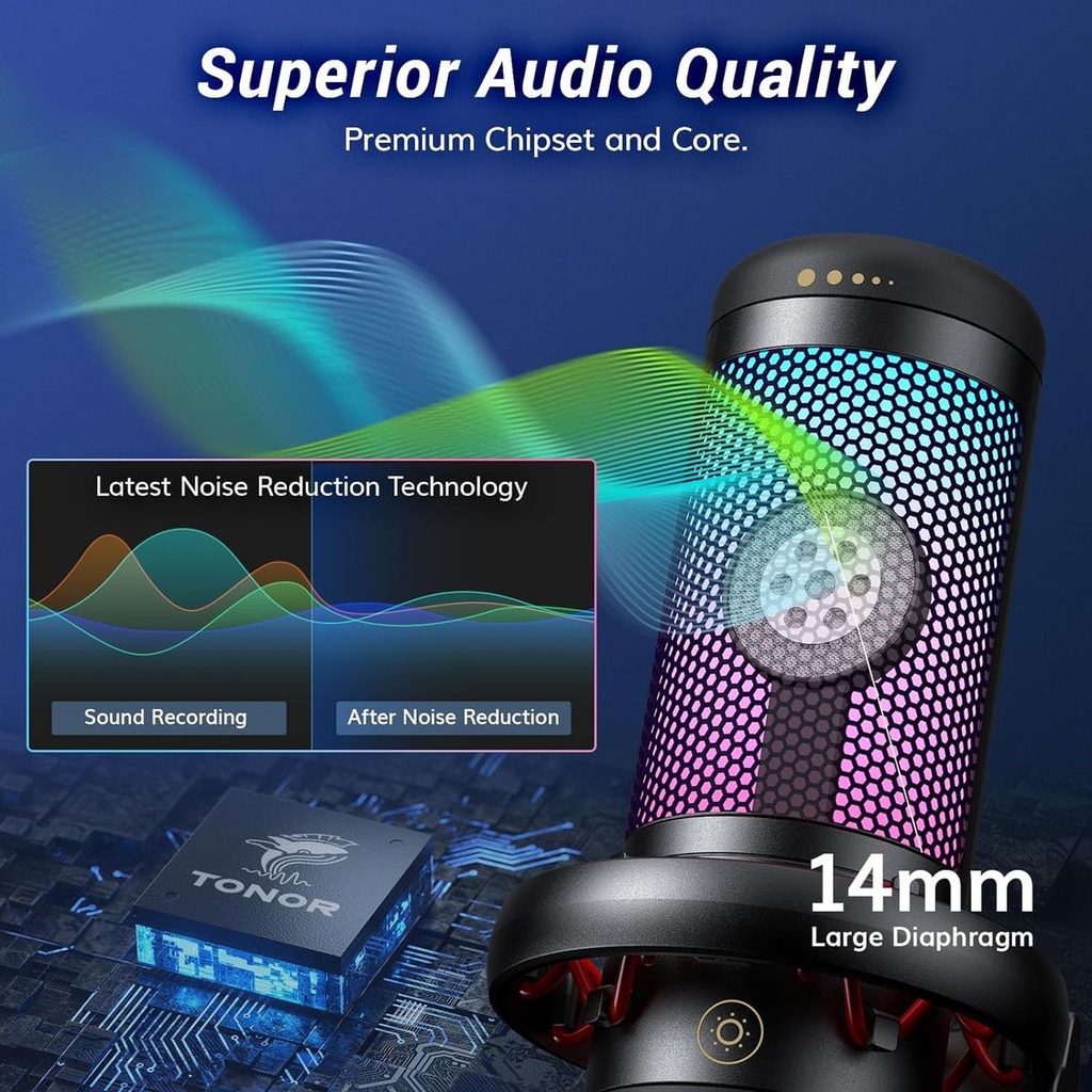 TONOR Gaming Mic, USB Microphone for PC Computer, Cardioid Condenser Mic