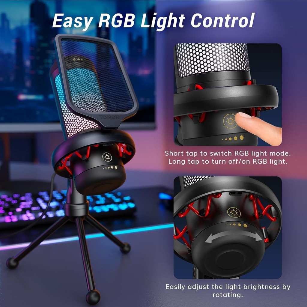 TONOR Gaming Mic, USB Microphone for PC Computer, Cardioid Condenser Mic