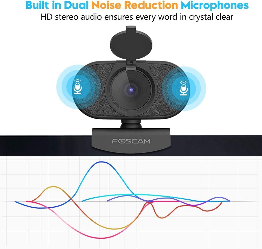FOSCAM 2K 4MP Webcam with Dual Noise Reduction Microphones W41