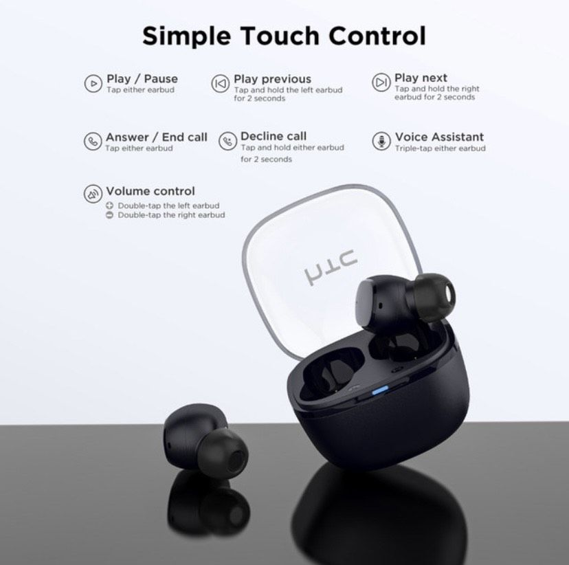 HTC True Wireless Earbuds 6 TWS Wireless Earphone Bluetooth- Crystal Series