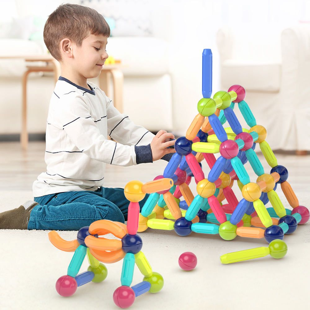 Kebo Magnetic Sticks 108 Piece Magnet Balls And Rods for Kids Building Set