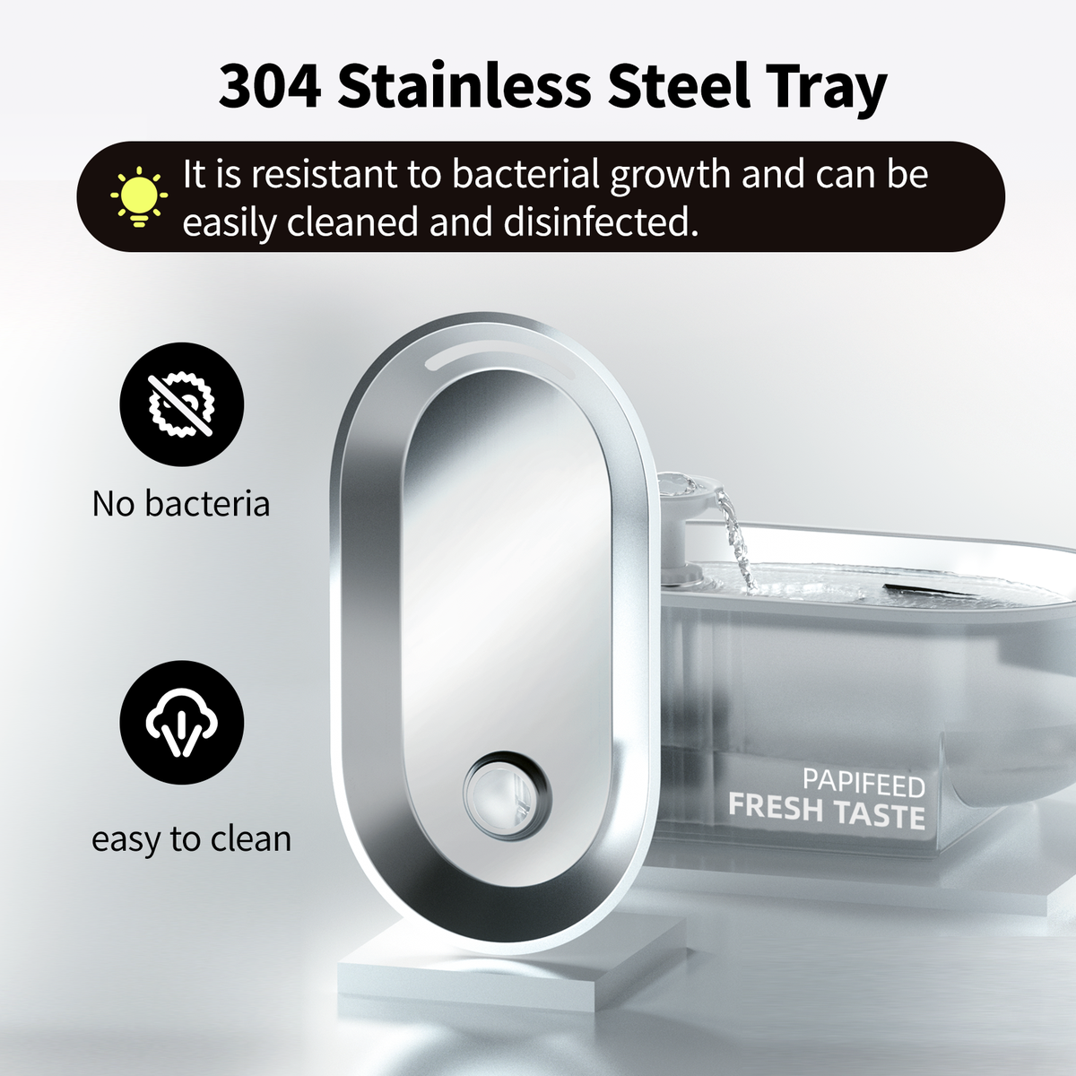 PAPIFEED Stainless Steel + Plastic Bowl Automatic Water Fountain Dispenser