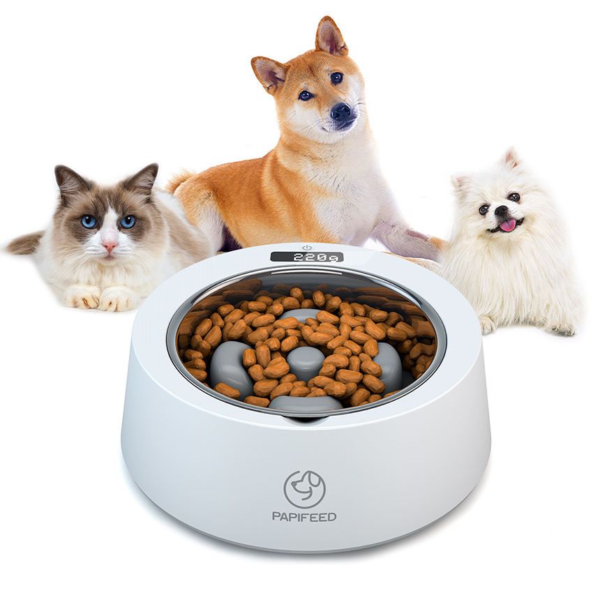 PAPIFEED Smart Stainless Steel Slow Feeding Bowl With Weight Display 500g