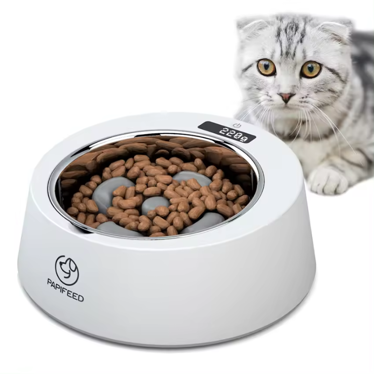 PAPIFEED Smart Stainless Steel Slow Feeding Bowl With Weight Display 500g