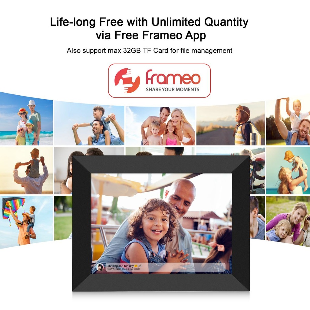 Pro-Techt Smart WiFi Digital Photo Frame 10.1 Screen 16GB With Frameo