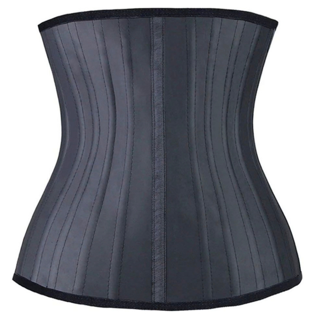25 Steel Boned Latex Waist Trainer Belly Slimmming Belt - Black - 5XL
