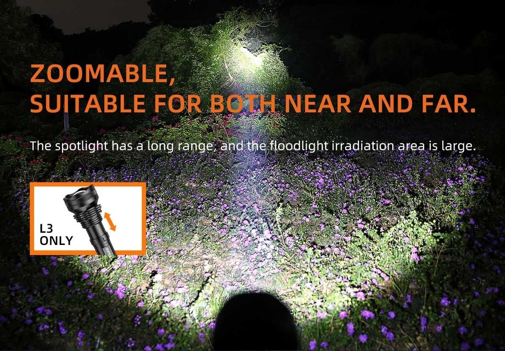 SUPERFIRE L3-P90 Zoomable Tactical Flashlight Torch 2700 Lumens