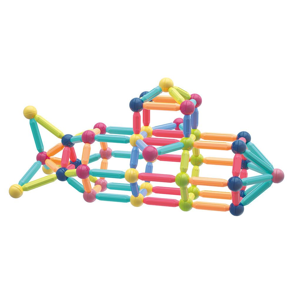 Kebo Magnetic Sticks 108 Piece Magnet Balls And Rods for Kids Building Set