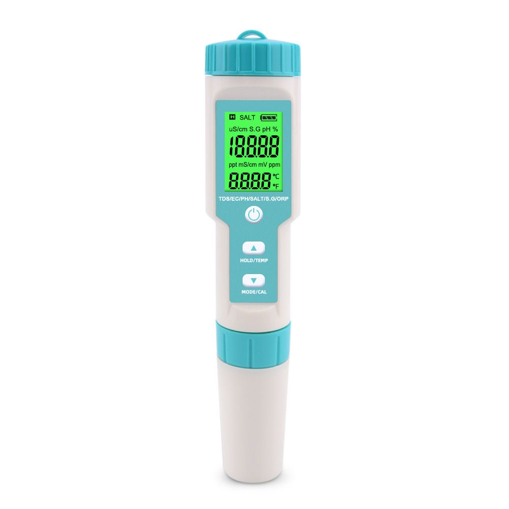 7-in-1 Digital Water Quality Testing Meter – pH, EC, TDS, Salt%, S.G., ORP for Accurate Water Analysis