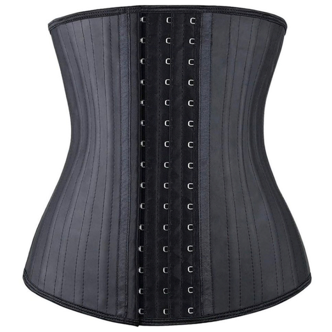 25 Steel Boned Latex Waist Trainer Belly Slimmming Belt - Black - 5XL