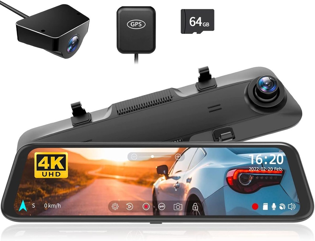 Wolfbox G850 12 4K Smart Rear View Mirror Camera Dash Cam