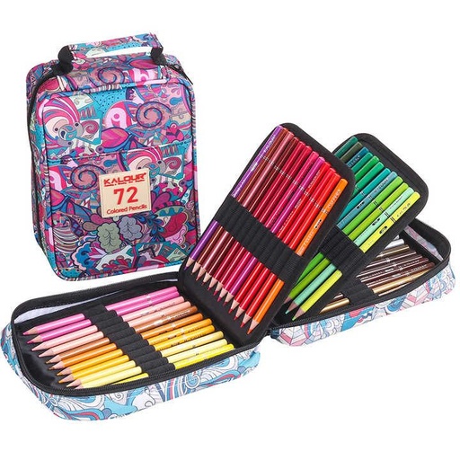 [5436] KALOUR Premium Colored Pencils for Adult Coloring Book,Set of 72 Colors,Zipper Slot Pencil Case,with Sharpener,Soft Core,7 Metallic Color,Ideal for Layering Blending,for Artists Beginners Kids(Pink)