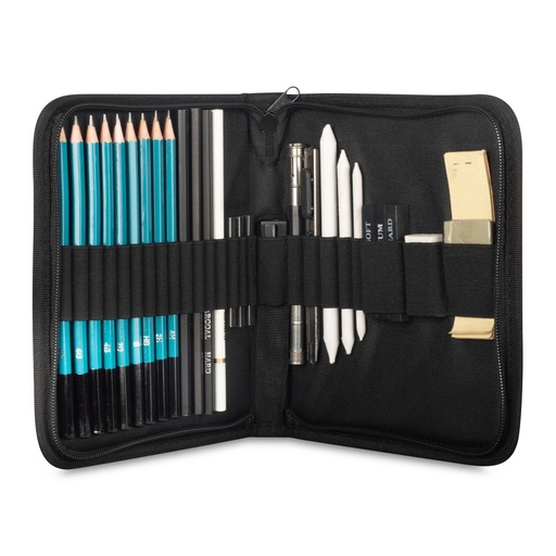 [5440] Kalour 26 Piece Art Drawing Pencil Charcoal Set with Protective Bag Elevate Your Artistry: Kalour 26 Piece Art Drawing Pencil Charcoal Set - Precision Tools, Portable Protection