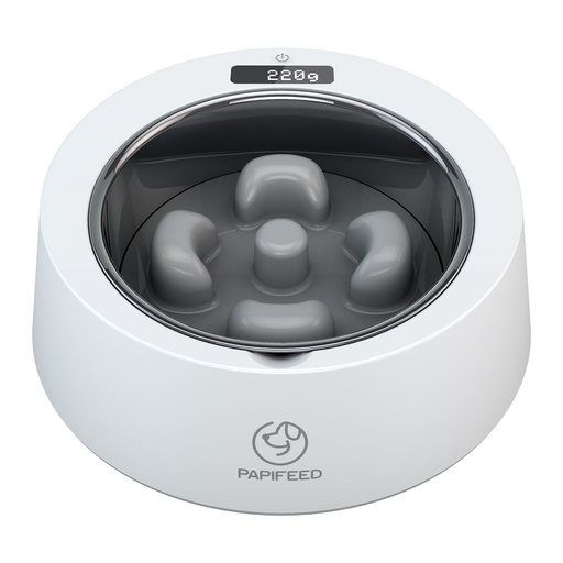 [5689] PAPIFEED Smart Stainless Steel Slow Feeding Bowl with Digital Weight Display – 500g