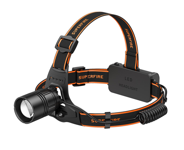 [6956362941229] Superfire HL-08 Rechargeable Headlamp – 800 Lumens LED, Adjustable Lighting Modes, Water-Resistant, Comfortable Fit for Outdoor, Running & Work