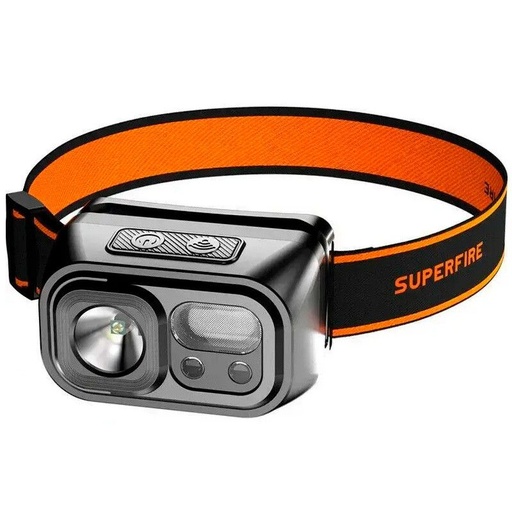 [6974760351259] SUPERFIRE HL23-A Rechargeable Headlamp – 220LM LED Head Torch, 9 Lighting Modes, Type-C Fast Charging, IP44 Waterproof