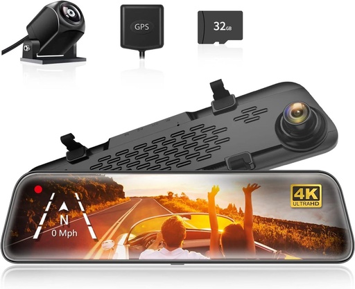 [5275] Wolfbox G840S 12 4K Mirror Dash Cam Backup Camera Smart Rearview Mirror